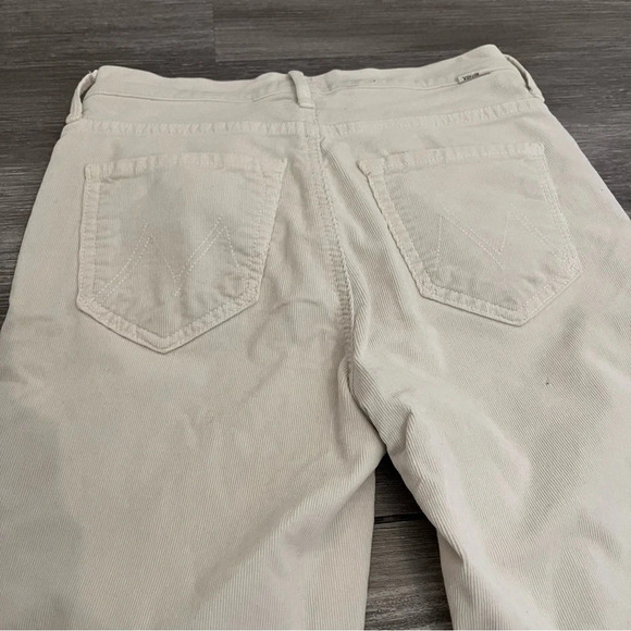 Mother Jeans Women 24‎ White Corduroy Insider Crop Step Fray Hopscotch Chalk - Picture 6 of 9